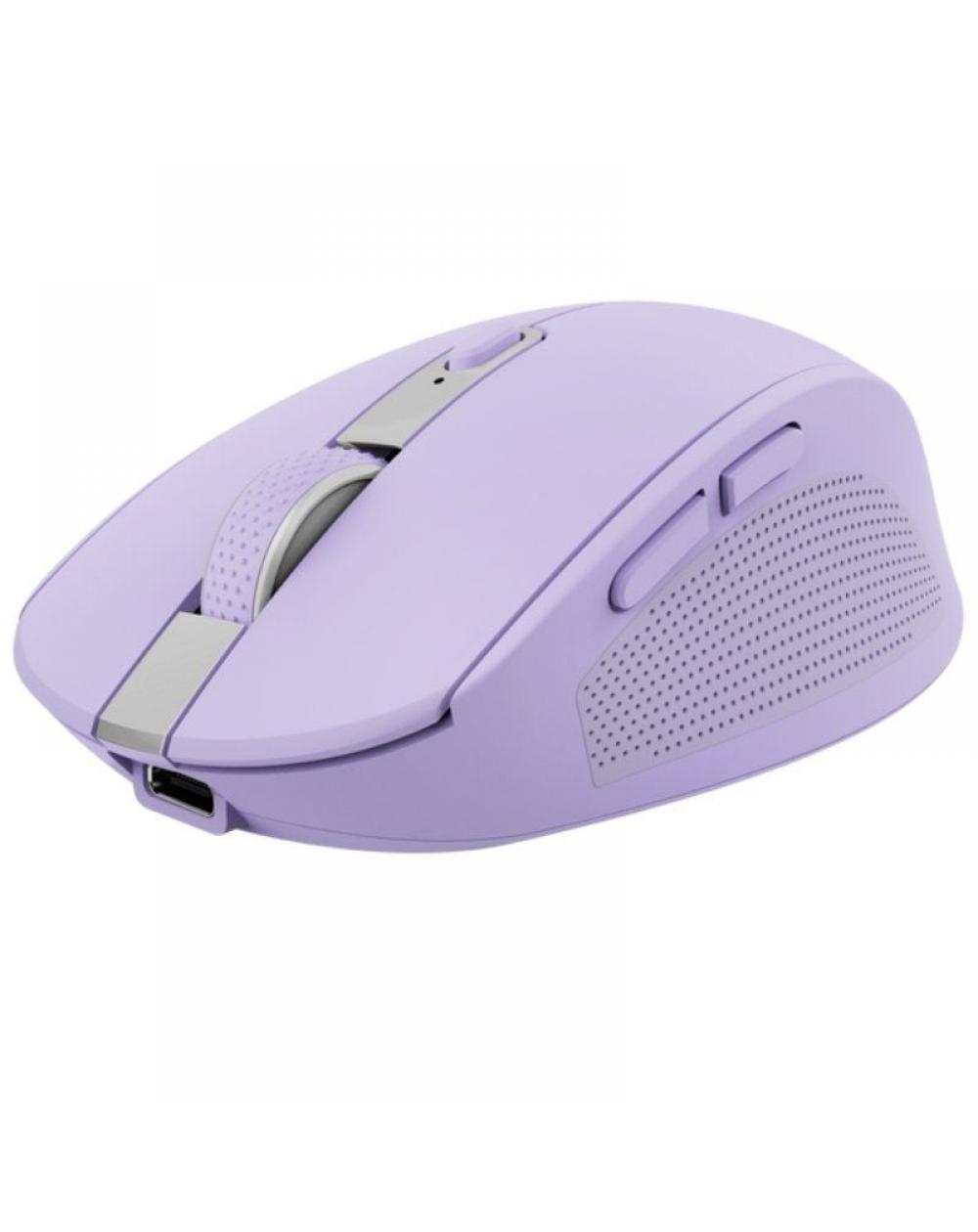 Ratón Inalámbrico por Bluetooth Trust Ozaa Compact Wireless/ Batería recargable/ Hasta 3200 DPI/ Morado