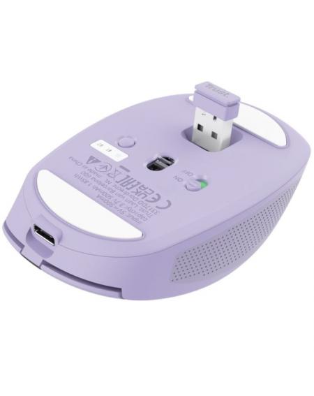 Ratón Inalámbrico por Bluetooth Trust Ozaa Compact Wireless/ Batería recargable/ Hasta 3200 DPI/ Morado