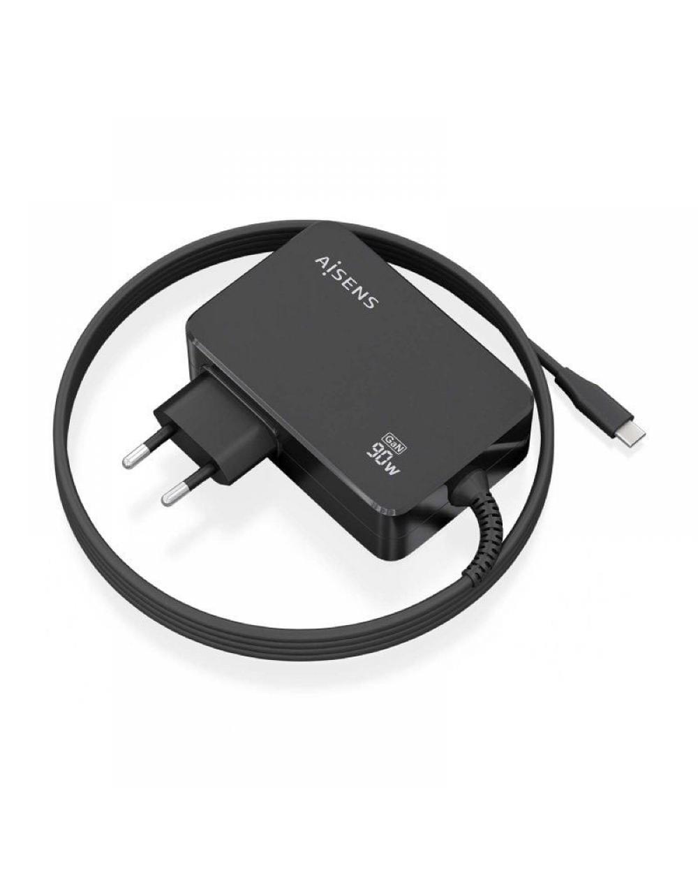 Cargador Gan de Pared Aisens ASCH-1PD90WL034-BK/ 1xUSB Tipo-C + Cable 1.8m/ 90W