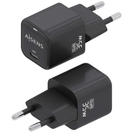 Cargador de Pared Aisens ASCH-35W1P023-BK/ 1xUSB Tipo-C/ 35W