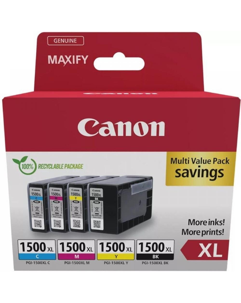 Cartucho de Tinta Original Canon PGI-1500XL Multipack Alta Capacidad/ Cian/ Magenta/ Amarillo/ Negro