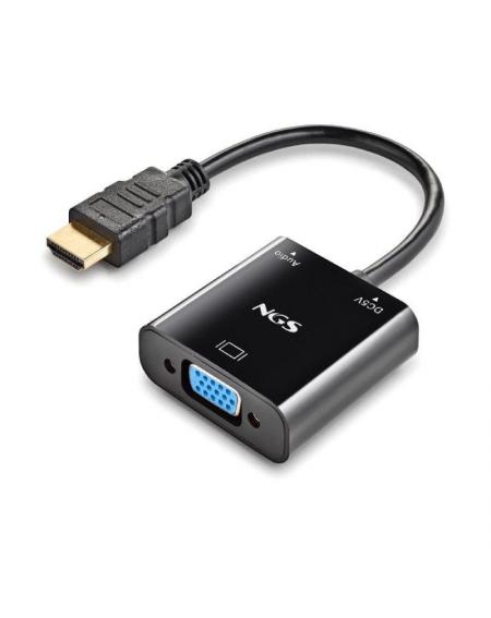 Cable Conversor NGS Chamaleon/ HDMI Macho - VGA Hembra/ 15cm/ Incluye Cable de Audio y Alimentación USB