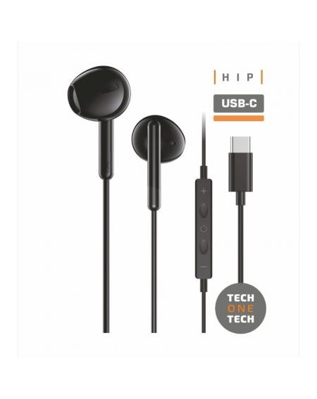 Auriculares Intrauditivos Tech One Tech earTECH TEC1302/ con Micrófono/ USB Tipo-C/ Negros