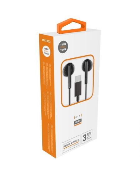 Auriculares Intrauditivos Tech One Tech earTECH TEC1302/ con Micrófono/ USB Tipo-C/ Negros