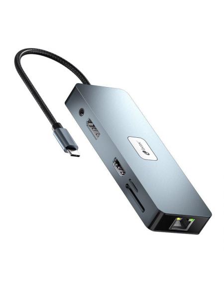 Docking USB Tipo-C Leotec LEDS03/ 3xUSB/ 1xUSB Tipo-C PD/ 1xHDMI 4K/ 1 xDisplayPort/ 1xVGA/ 1xAudio/ 1xRJ45/ 1xLector Tarjetas S