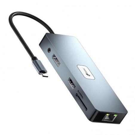 Docking USB Tipo-C Leotec LEDS03/ 3xUSB/ 1xUSB Tipo-C PD/ 1xHDMI 4K/ 1 xDisplayPort/ 1xVGA/ 1xAudio/ 1xRJ45/ 1xLector Tarjetas S