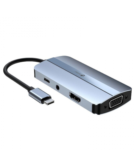Docking USB Tipo-C Leotec LEDS04/ 2xUSB/ 1xUSB Tipo-C/ 1xUSB Tipo-C PD/ 1xHDMI/ 1xVGA/ 1xAudio/ Azul