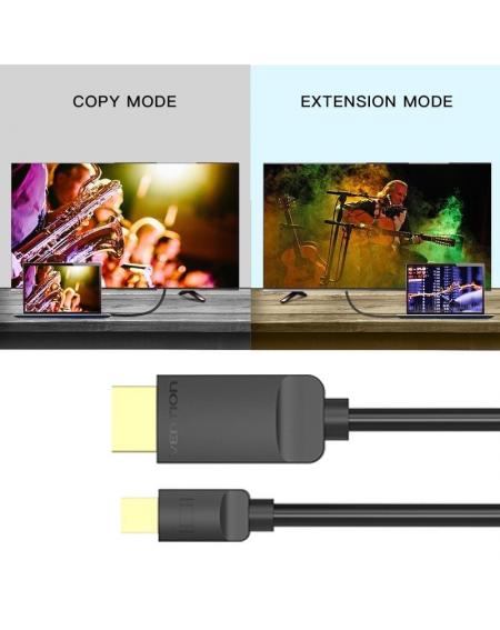 Cable Conversor Vention HAABH/ Mini DisplayPort Macho - DisplayPort Macho/ 2m/ Negro