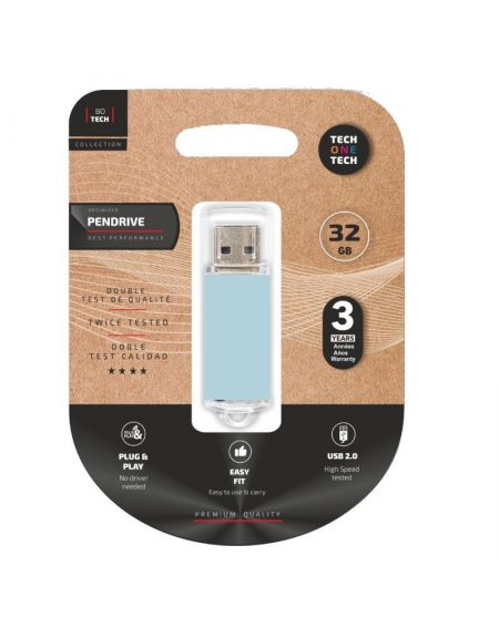 Pendrive 32GB Tech One Tech Basic USB 2.0/ Azul Cielo