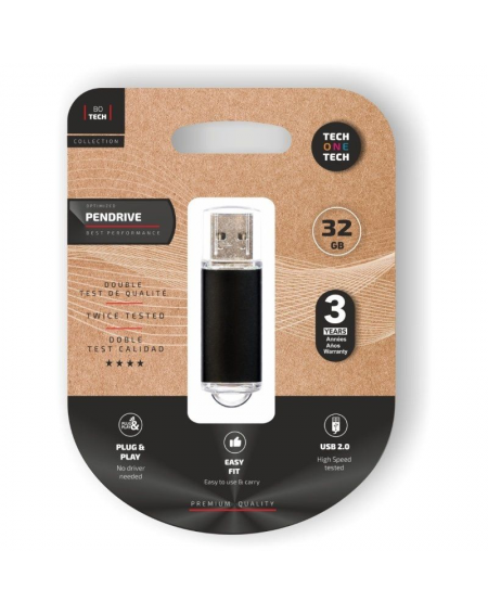 Pendrive 32GB Tech One Tech Basic USB 2.0/ Negro