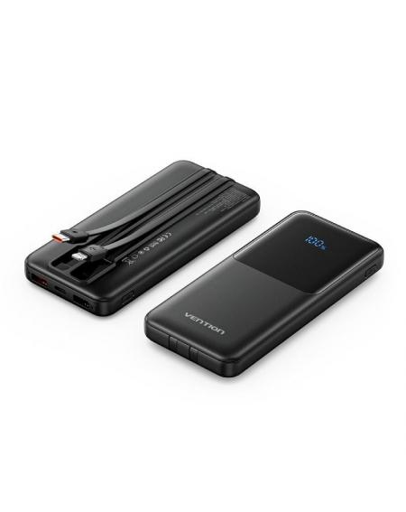 Powerbank 10000mAh Vention FHOB0/ 22.5W/ Negra/ Incluye Cable USB TIpo-C y Lightning