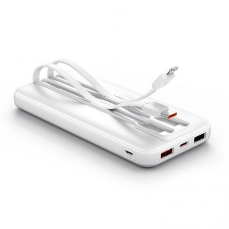 Powerbank 10000mAh Vention FHOW0/ 22.5W/ Blanca/ Incluye Cable USB TIpo-C y Lightning