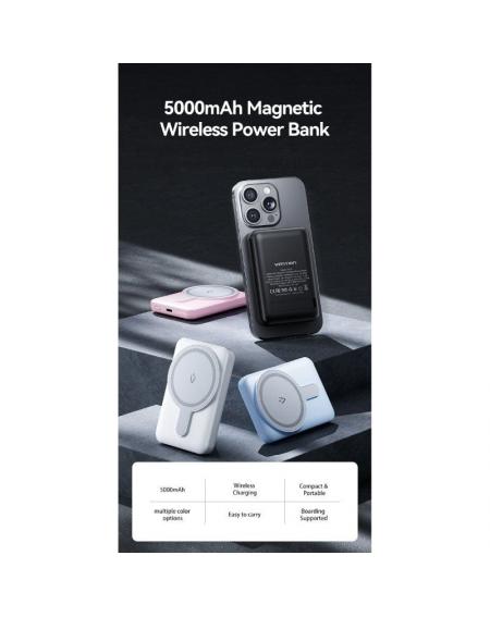 Powerbank 5000mAh Vention FHSB0/ 20W/ Wireless/ Negro