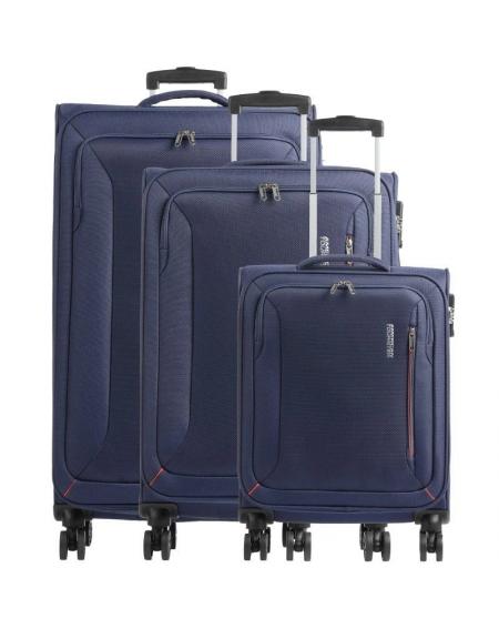 Set de 3 Maletas de Cabina American Tourister Sea Seeker Hyperspeed/ 46cm - 43cm - 40cm/ 4 Ruedas/ Marino Combate