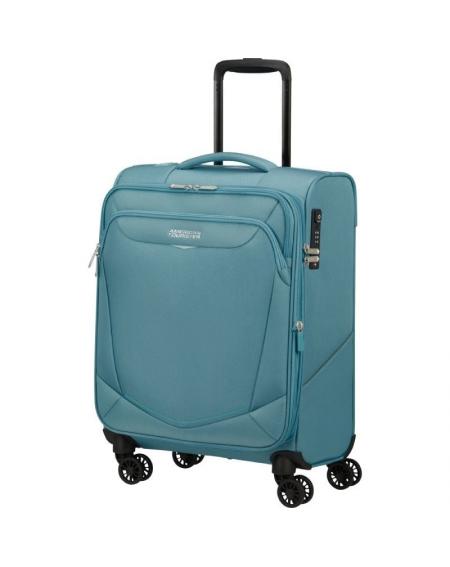 Maleta de Cabina American Tourister SummerRide Spinner 55cm/ 55x40x23cm/ 4 Ruedas/ Azul Brisa