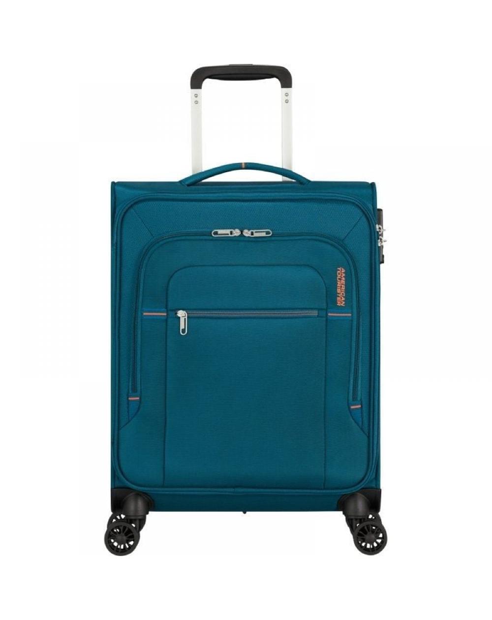 Maleta de Cabina American Tourister Crosstrack Spinner 55cm/ 55x40x20cm/ 4 Ruedas/ Marino y Naranja