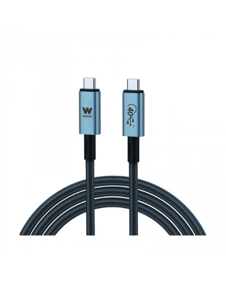 Cable USB 3.1 Tipo-C Woxter PE26-183/ USB Tipo-C Macho - USB Tipo-C Macho/ Hasta 240W/ 40Gbps/ 2m/ Negro