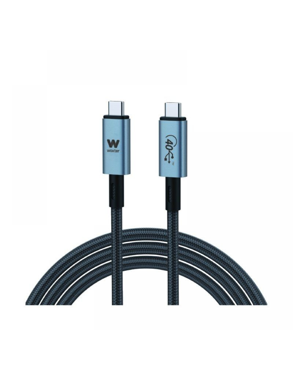 Cable USB 3.1 Tipo-C Woxter PE26-183/ USB Tipo-C Macho - USB Tipo-C Macho/ Hasta 240W/ 40Gbps/ 2m/ Negro