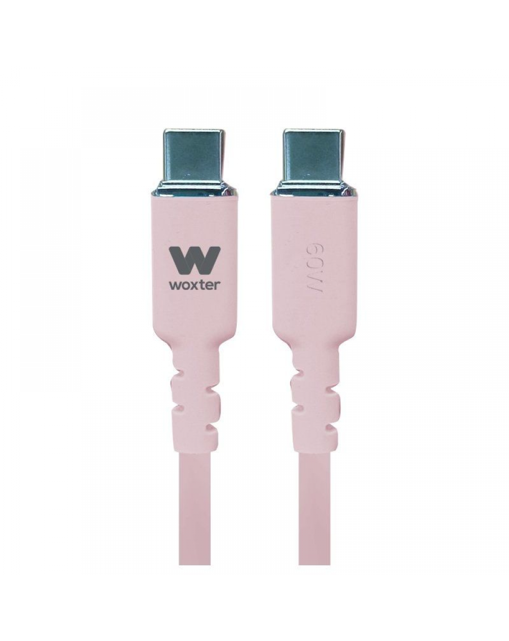 Cable USB 2.0 Tipo-C Woxter PE26-187/ USB Tipo-C Macho - USB Tipo-C Macho/ Hasta 60W/ 480Mbps/ 1.2m/ Rosa