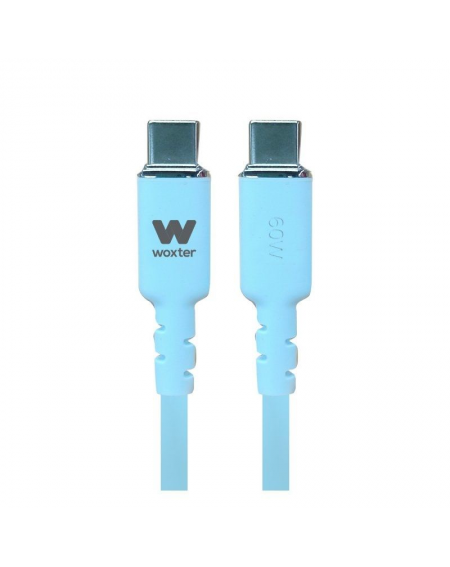 Cable USB 2.0 Tipo-C Woxter PE26-188/ USB Tipo-C Macho - USB Tipo-C Macho/ Hasta 60W/ 480Mbps/ 1.2m/ Azul