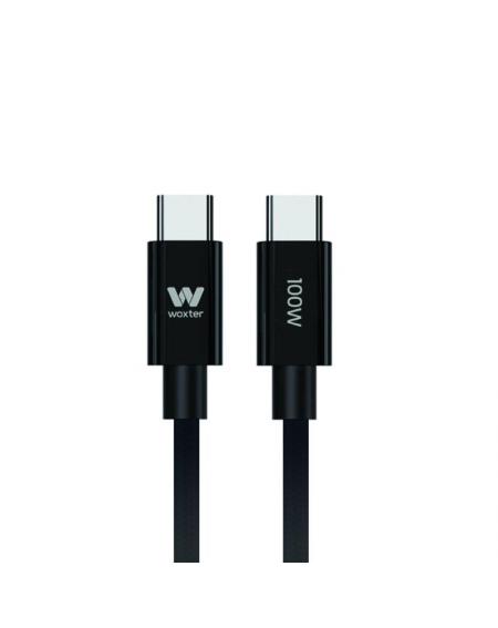 Cable USB 2.0 Tipo-C Woxter PE26-191/ USB Tipo-C Macho - USB Tipo-C Macho/ Hasta 100W/ 480Mbps/ 3m/ Negro
