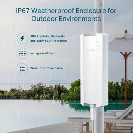 Punto de Acceso Inalámbrico TP-Link Omada EAP610-OUTDOOR/ WiFi 6/ PoE/ 1800Mbps/ 2.4GHz 5GHz/ Antenas de 5dBi/ WiFi 802.11ax/ac/