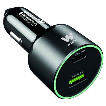 Cargador de Coche Woxter PE26-182/ 1xUSB Tipo-C/ 1xUSB/ 100W