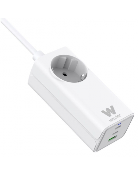 Regleta Woxter PE26-180/ 1 Tomas de Corriente/ 2 USB Tipo-C/ 1 USB-A/ Cable 1.5m/ Blanco