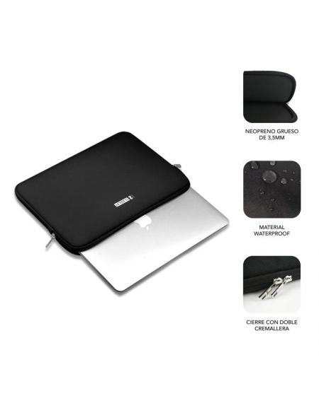 Funda Subblim Business Laptop Sleeve Neoprene V2 para Portátiles hasta 15.6'/ Negra