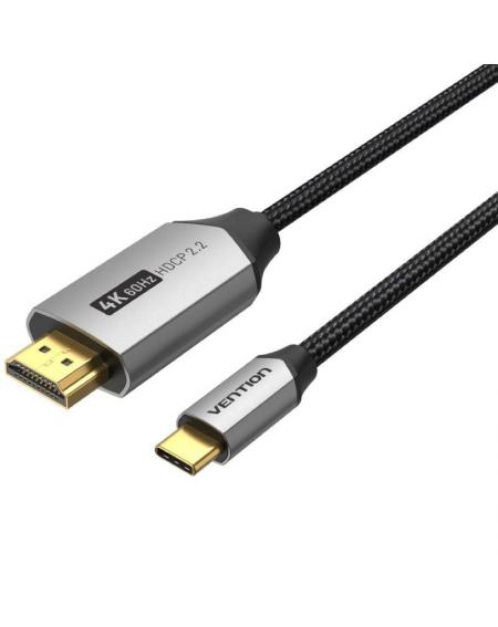 Cable Conversor HDMI 2.0 4K Vention CRBBH/ USB Tipo-C Macho - HDMI Macho/ 2m/ Negro