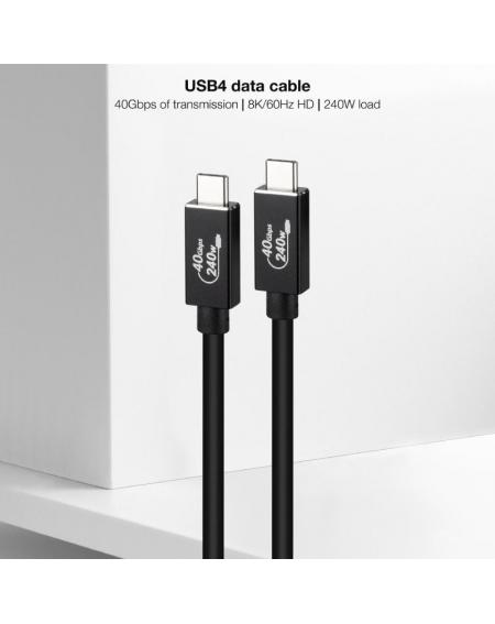 Cable USB 4.0 Nanocable 10.01.5002/ USB Tipo-C Macho - USB Tipo-C Macho/ Hasta 240W/ 40Gbps/ 1.8m/ Negro