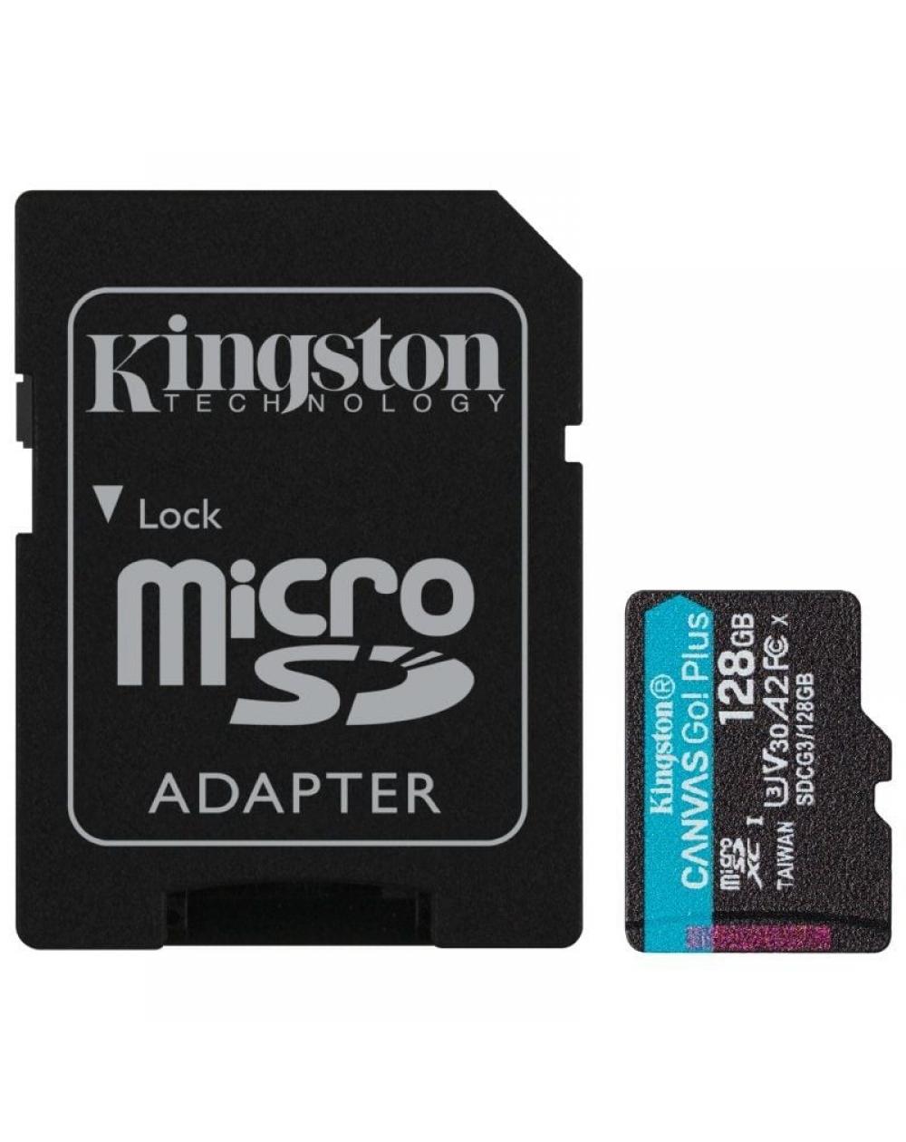 Tarjeta de Memoria Kingston CANVAS Go! Plus 128GB microSD XC con Adaptador/ Clase 10/ 170MBs