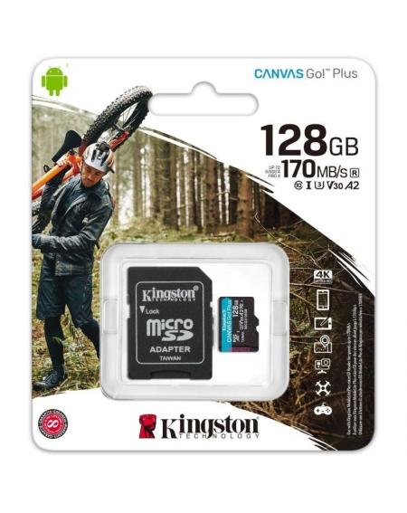 Tarjeta de Memoria Kingston CANVAS Go! Plus 128GB microSD XC con Adaptador/ Clase 10/ 170MBs