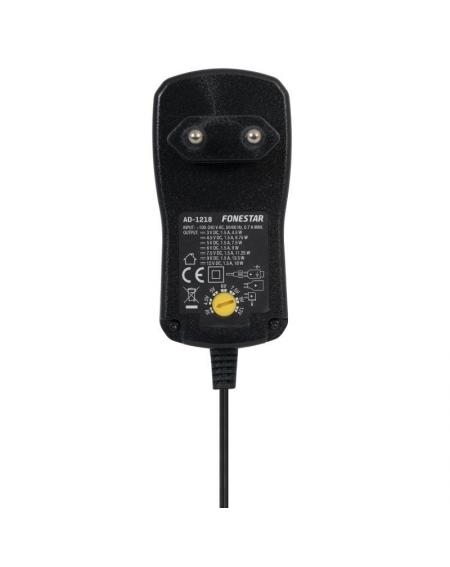 Cargador de CA/CC Fonestar AD-1218/ 18W/ 8 Conectores/ Voltaje 3-12V