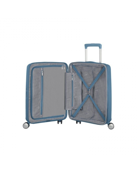 Maleta de Cabina American Tourister SoundBox Spinner 55cm/ 55x40x20cm/ 4 Ruedas/ Azul Piedra