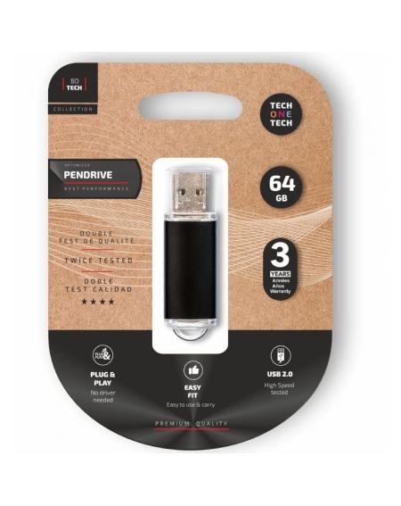 Pendrive 64GB Tech One Tech Basic USB 2.0/ Negro