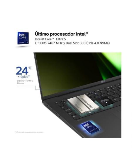 Portátil LG Gram 16Z90S-G.AD7BB Intel Core Ultra 7-155H/ 32GB/ 2TB SSD/ 16'/ Win11