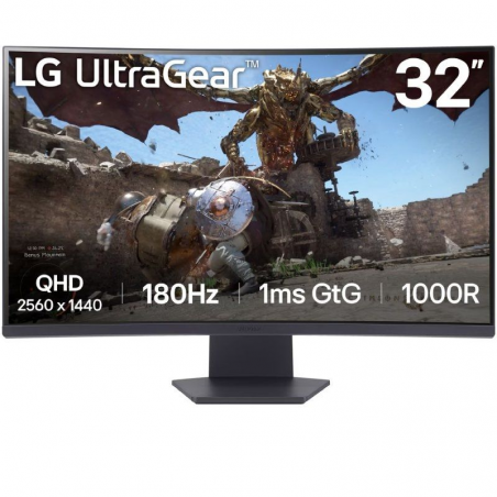 Monitor Gaming Curvo LG UltraGear 32GS60QC-B 31.5'/ QHD/ 1ms/ 180Hz/ VA/ Negro