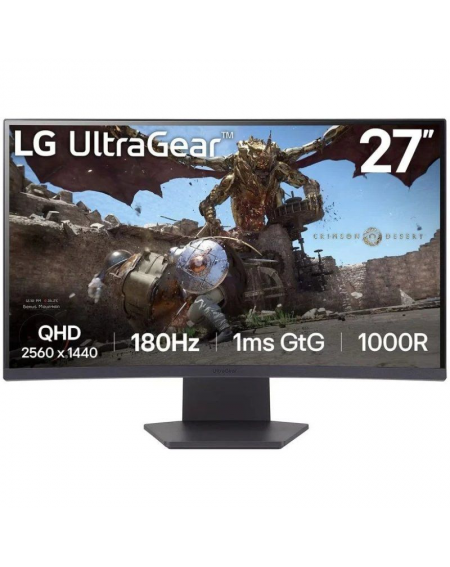 Monitor Gaming Curvo LG UltraGear 27GS60QC-B 27'/ QHD/ 1ms/ 180Hz/ VA/ Negro