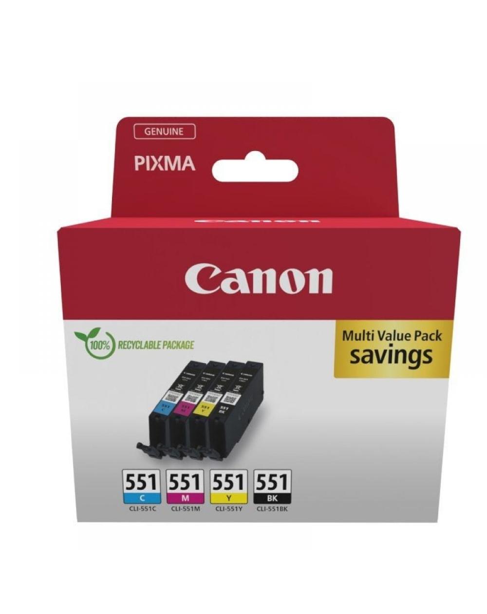 Cartucho de Tinta Original Canon CLI-551 Multipack/ Cian/ Magenta/ Amarillo/ Negro