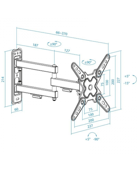 Soporte de Pared Extensible/ Giratorio/ Inclinable TooQ LP1345TN-B para TV de 13-43'/ hasta 20kg