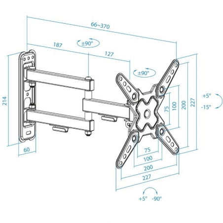 Soporte de Pared Extensible/ Giratorio/ Inclinable TooQ LP1345TN-B para TV de 13-43'/ hasta 20kg