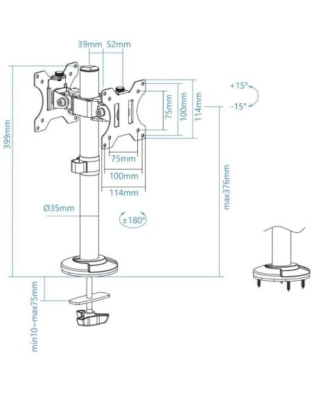 Soporte para 2 Monitores TooQ DB1132TN-B/ hasta 8kg