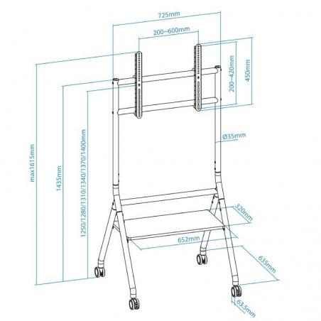 Soporte de Suelo con Ruedas Nivelable TooQ iDREAMS FS20206M-B para TV de 37-86'/ hasta 80kg