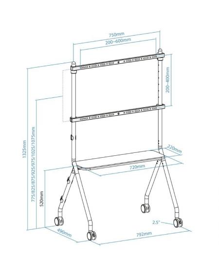 Soporte de Suelo con Ruedas TooQ iLOVE FS20207M-W para TV de 49-80'/ hasta 50kg