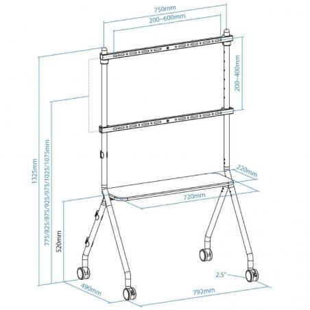 Soporte de Suelo con Ruedas TooQ iLOVE FS20207M-W para TV de 49-80'/ hasta 50kg