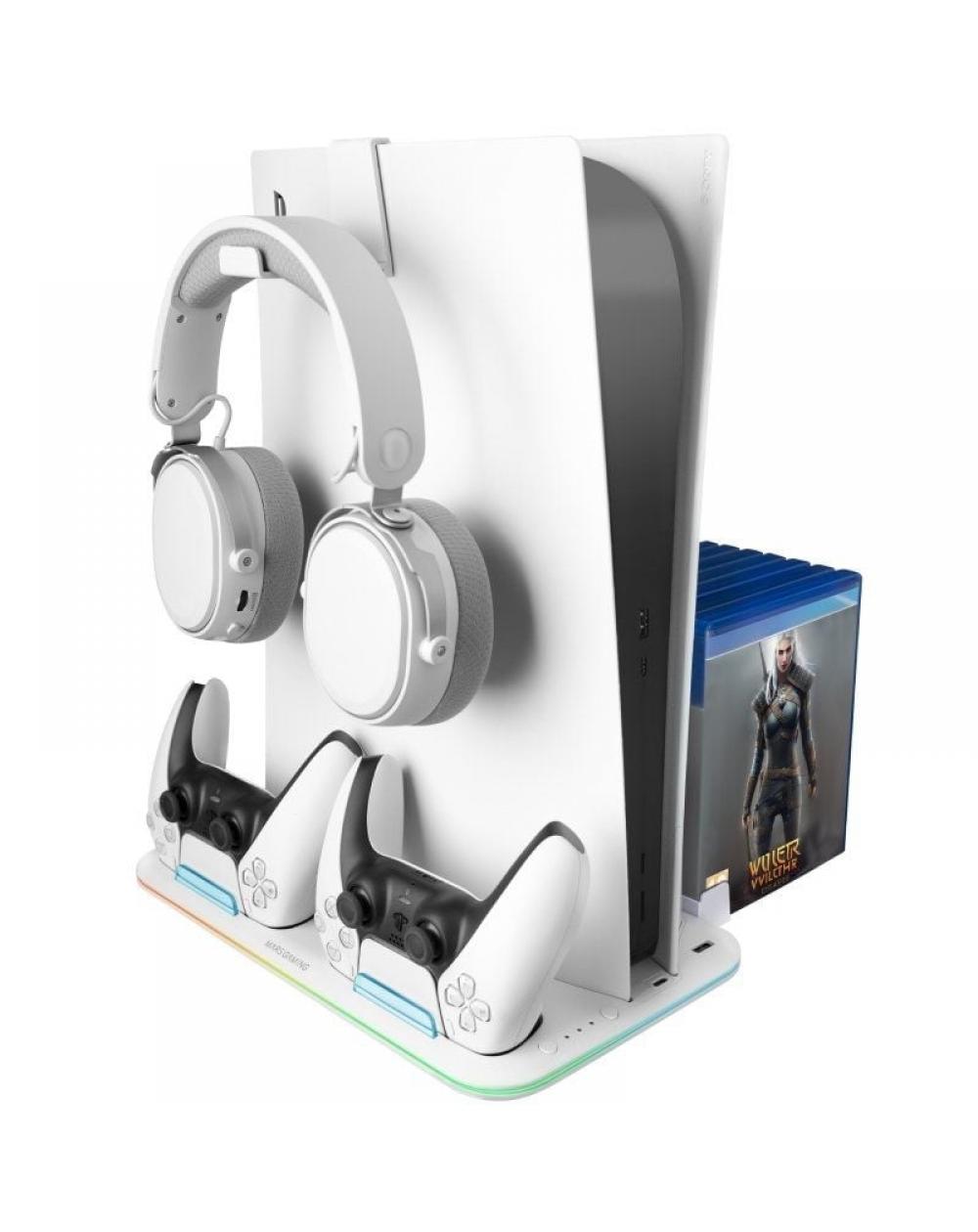 Soporte Multifunción RGB para PS5 Mars Gaming MPS5-B2/ Blanco