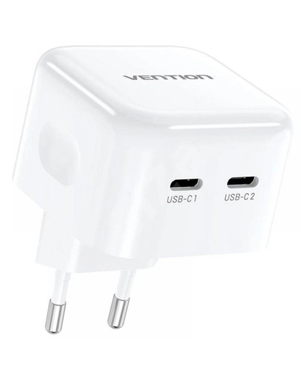 Cargador Gan de Pared Vention FBPW0-EU/ 2xUSB Tipo-C/ 35W