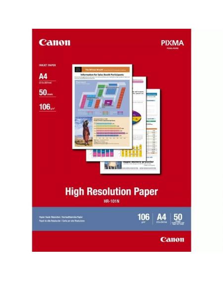 Papel para Impresora de Inyección de Tinta Canon HR-101N/ 21 x 29.7cm/ 106g/ 50 Hojas