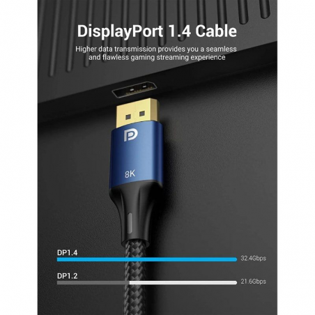 Cable Vention HCELF/ DisplayPort Macho - DisplayPort 8K Macho/ 1m/ Azul